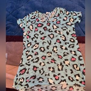 Leopard Print women  Shirt - Blue and Pink
